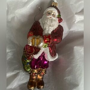 Christopher Radko 2008 Glass Christmas Santa Claus Ornament
